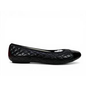 Vaneli Serene Ballet Flat Womens 10.5 M Black Leather Nappa Quilted Toe Cap